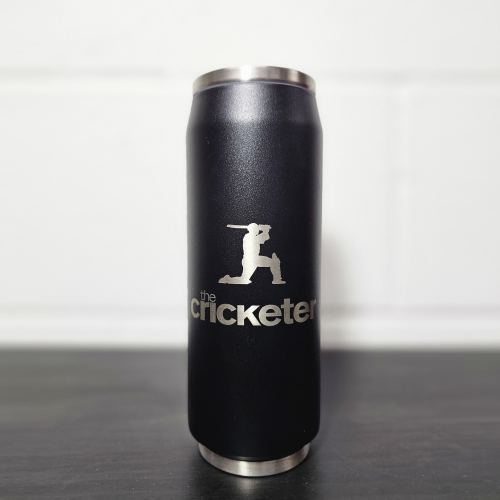 Cricketer Logo Reusable Can - black