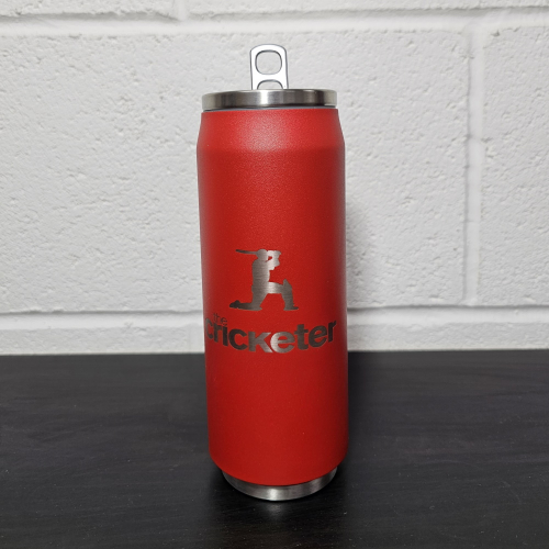 Cricketer Logo Reusable Can - red